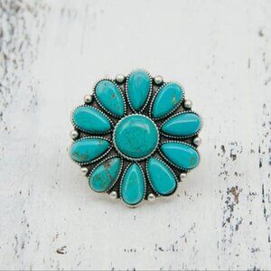 Boho Chic Turquoise Alloy Ring